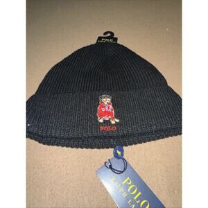 Polo Ralph Lauren Men’s Black Cuffed Beanie Dog With USA Shirt